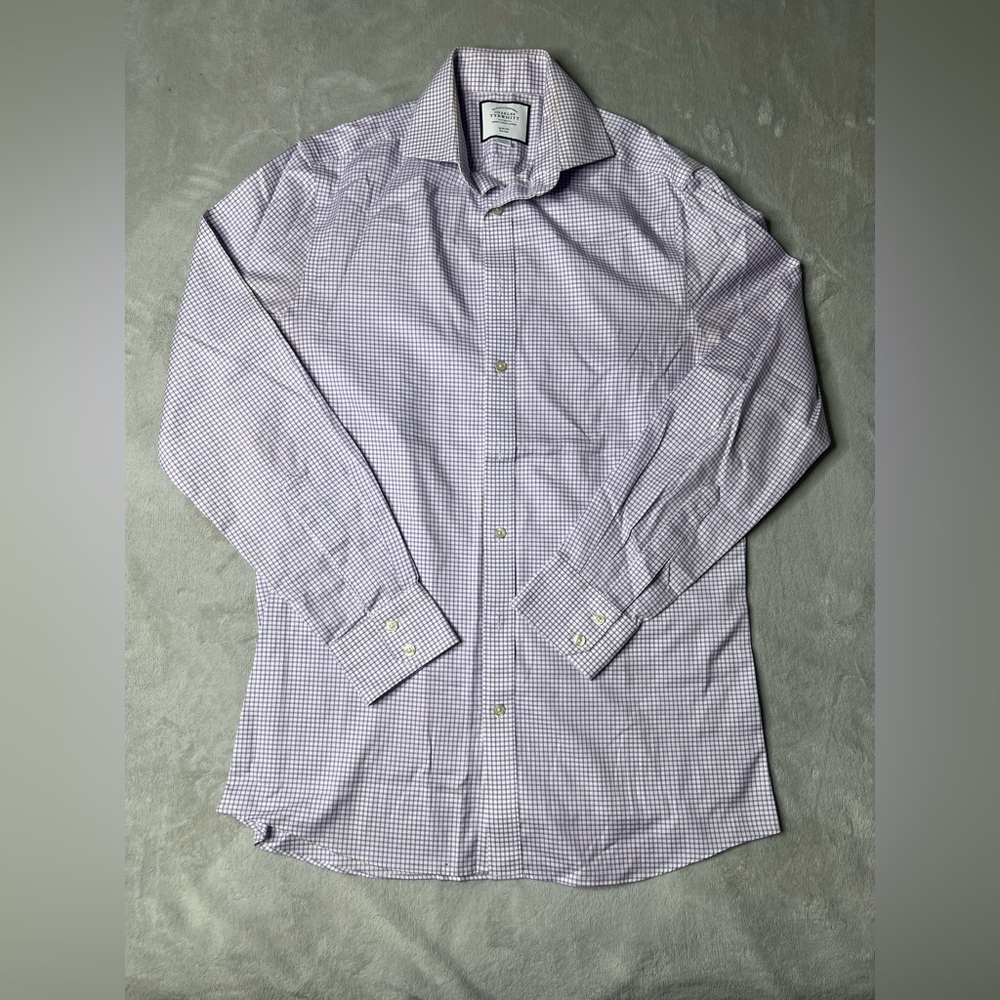 Charles Tyrwhitt Slim Fit‎ 15.5 35 Multicolor Plaid non iron dress shirt